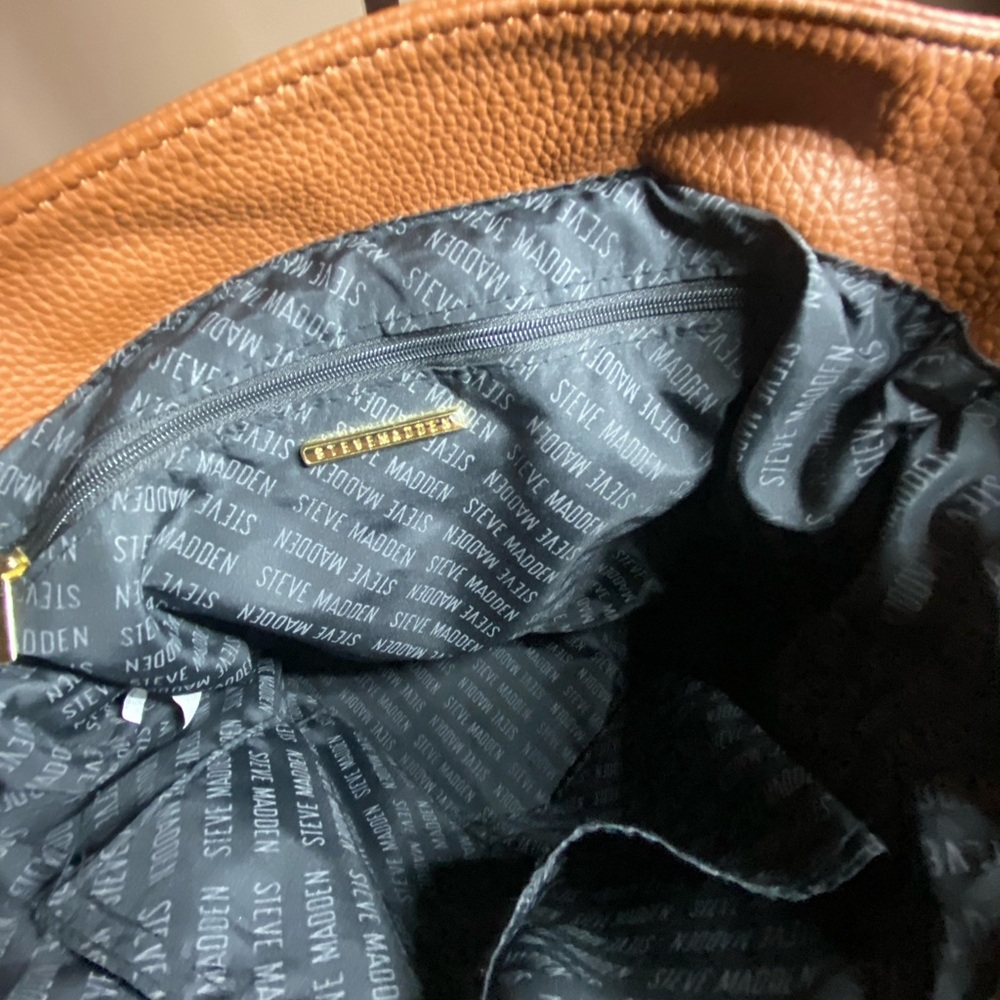 EUC Steve Madden Cognac Pebbled Leather Backpack - Picture 5 of 5